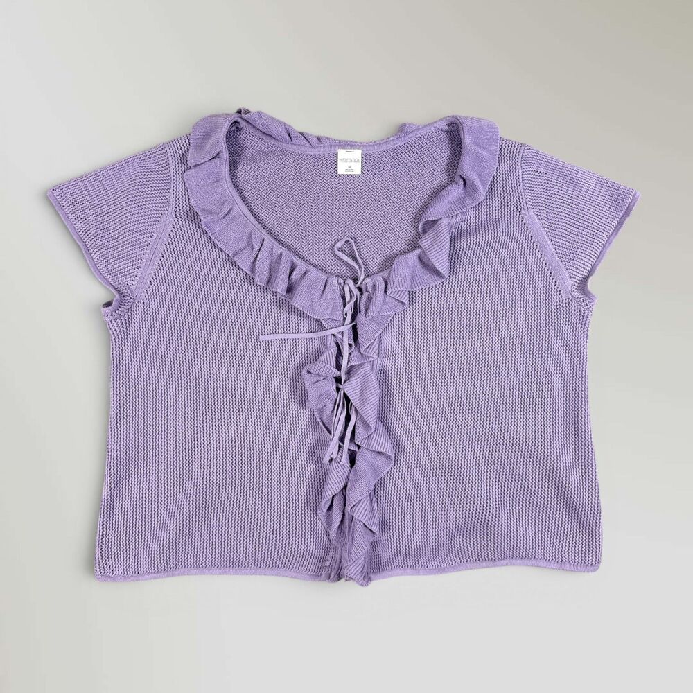 NWT Wild Fable Women's Crocheted Blouse Lavender Open Front Summer Top Size 3X
